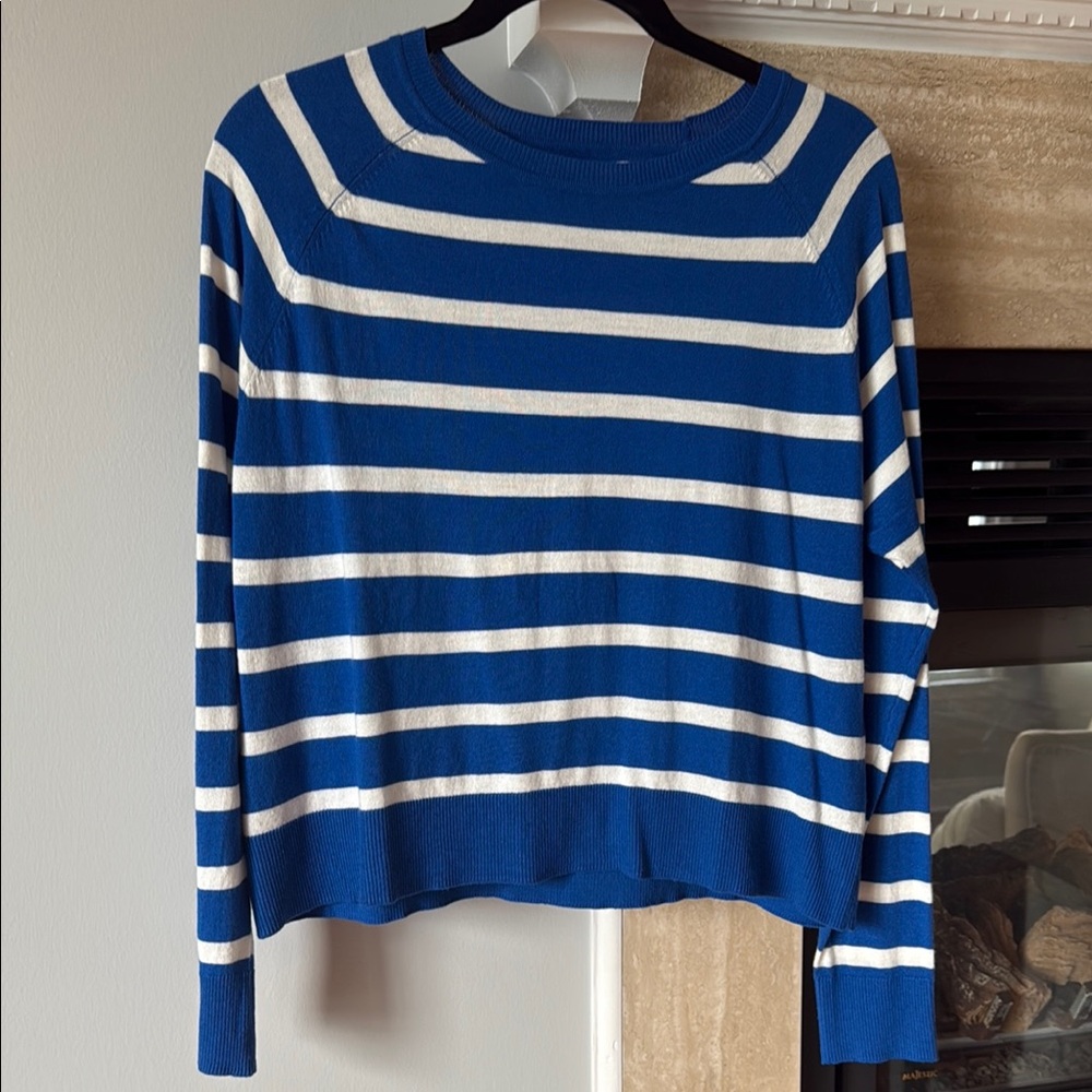 Mango nautical Blue and White Striped summer Sweater